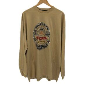 Vintage‎ Cezer Men's 2XL Beige Long Sleeve Tee Crewneck Streetwear Top